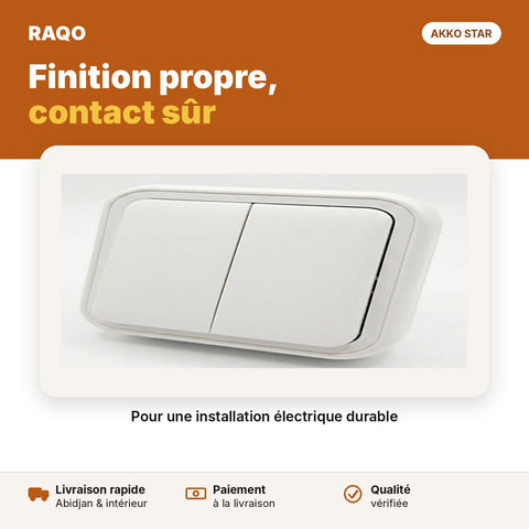 Interrupteur double va-et-vient étanche encastrable | Akko Star - RAQO