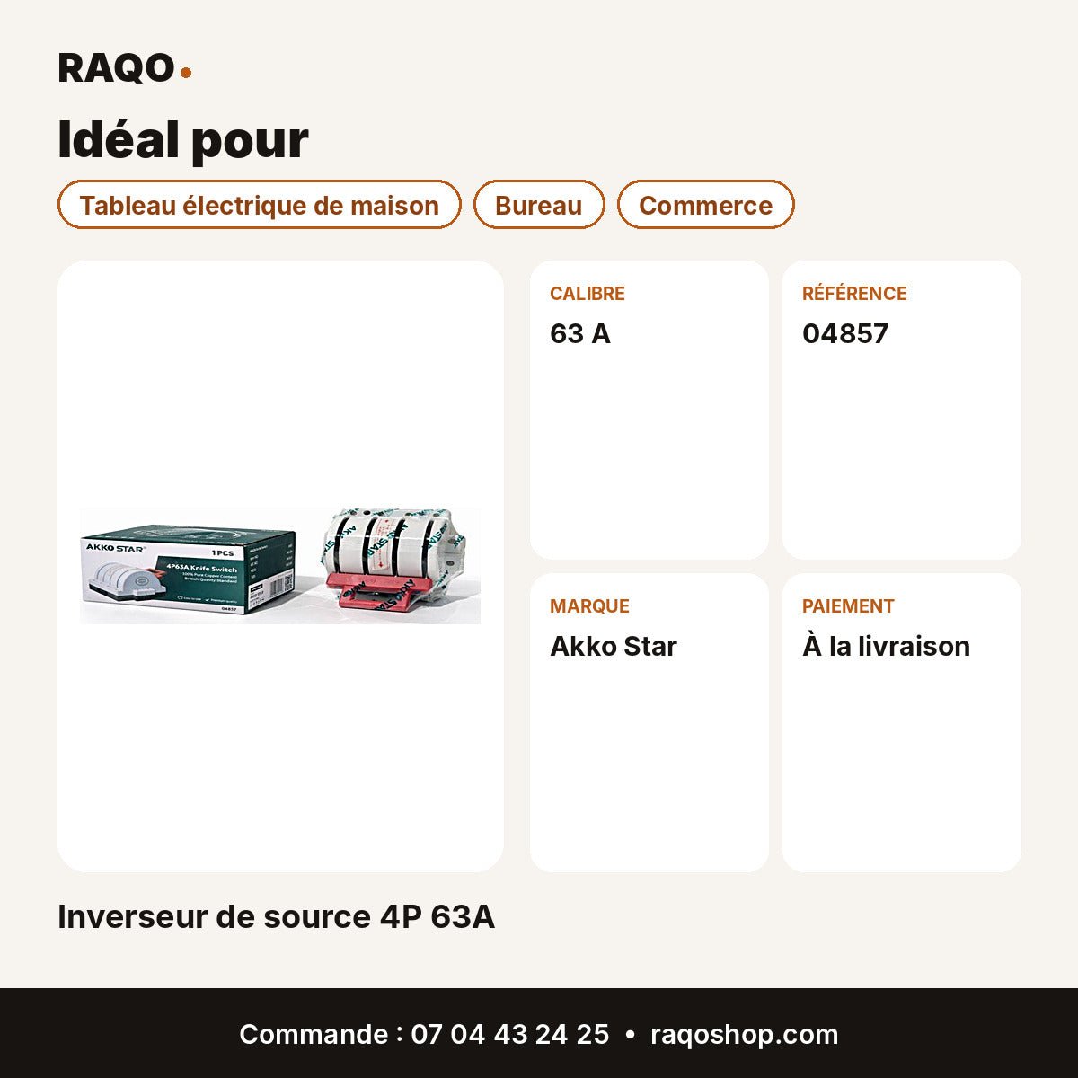 Inverseur de source 4P 63A | Akko Star - RAQO