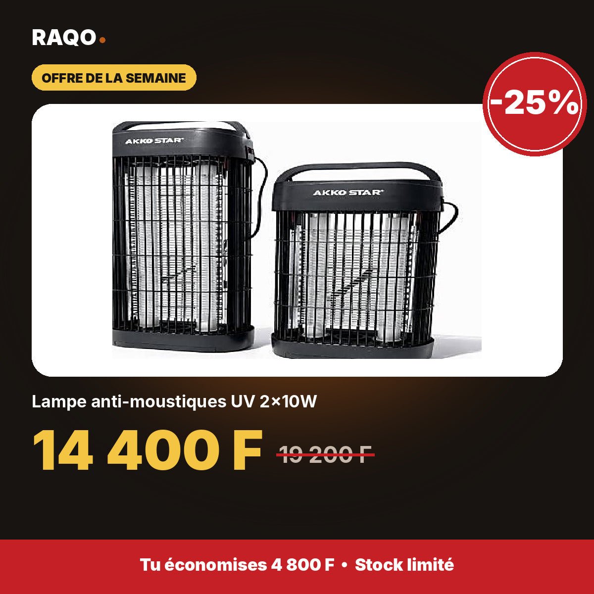 Lampe anti-moustiques UV 2×10W | Akko Star - RAQO