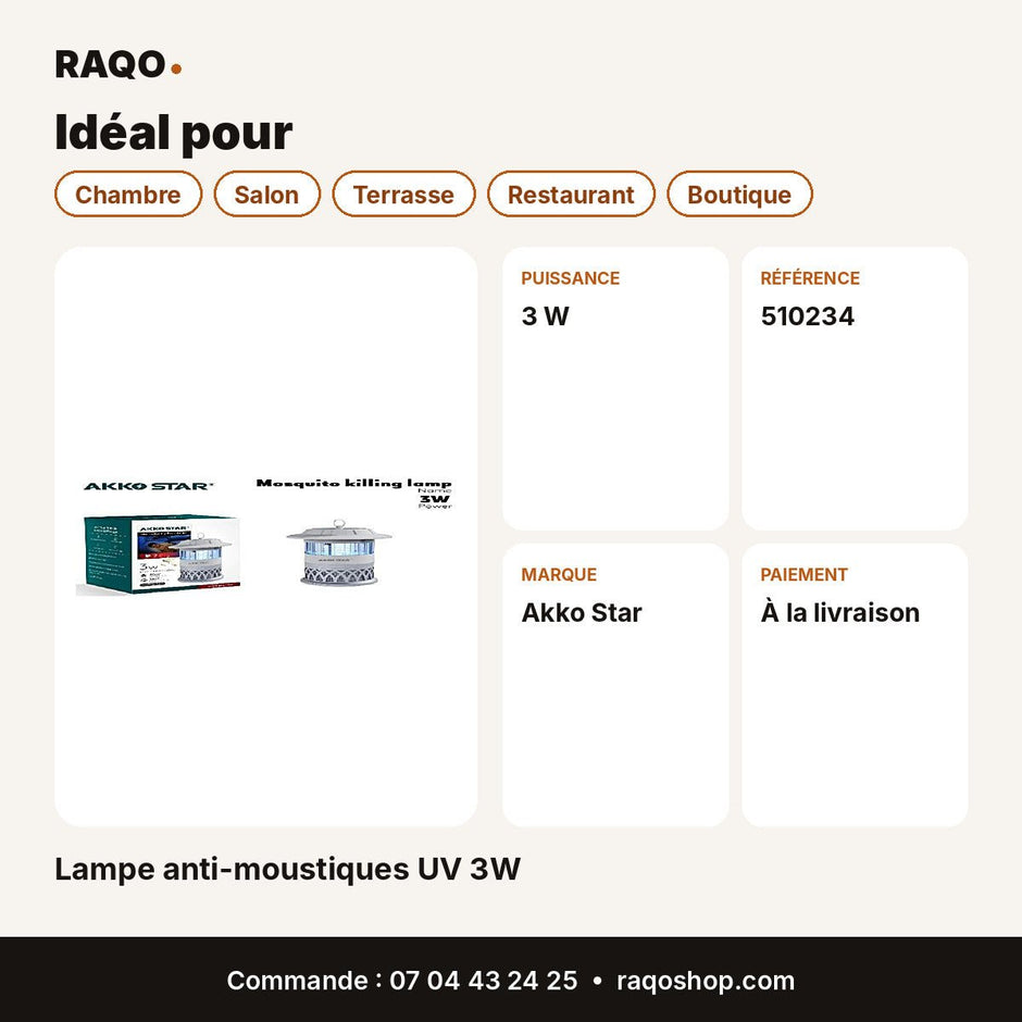 Lampe anti-moustiques UV 3W | Akko Star - RAQO