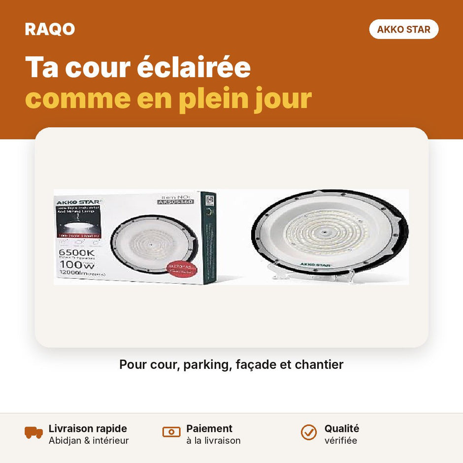 Lampe industrielle LED UFO 100W – lumière blanche 6500K | Akko Star - RAQO