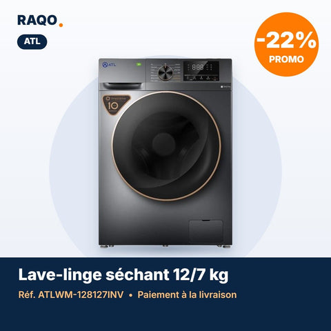 Lave-linge séchant ATL 12kg / 7kg Inverter écran tactile – ATLWM-128127INV - RAQO