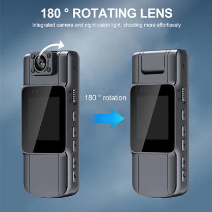 Caméra Corporelle L11 1080P HD – Mini Body Camera Portable avec Vision Nocturne IR, Objectif Rotatif