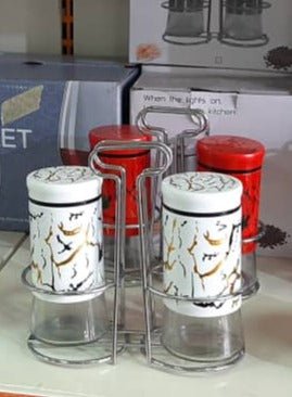Lonffery Lot de 2 salière et poivrière en acier inoxydable avec bouteille en verre pour table - RAQO