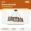 Lustre 3 têtes cages rayées noir et or E27 – 600 mm - RAQO