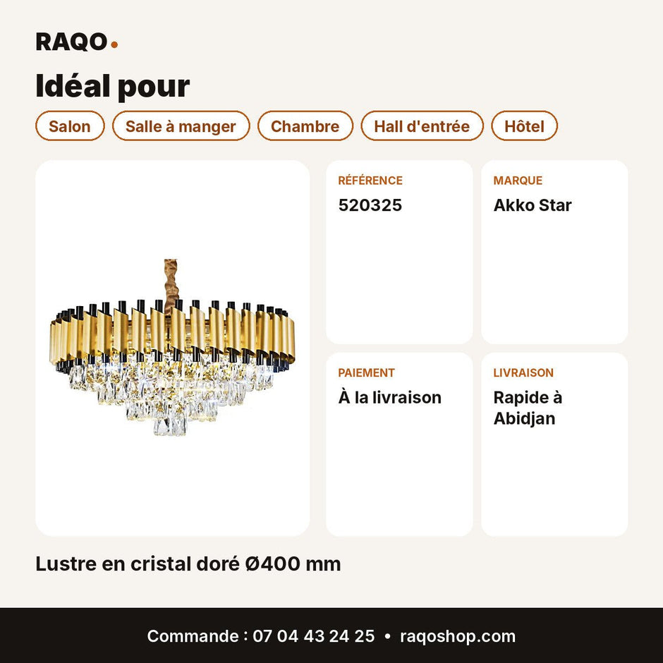Lustre en cristal doré Ø400 mm | Akko Star - RAQO