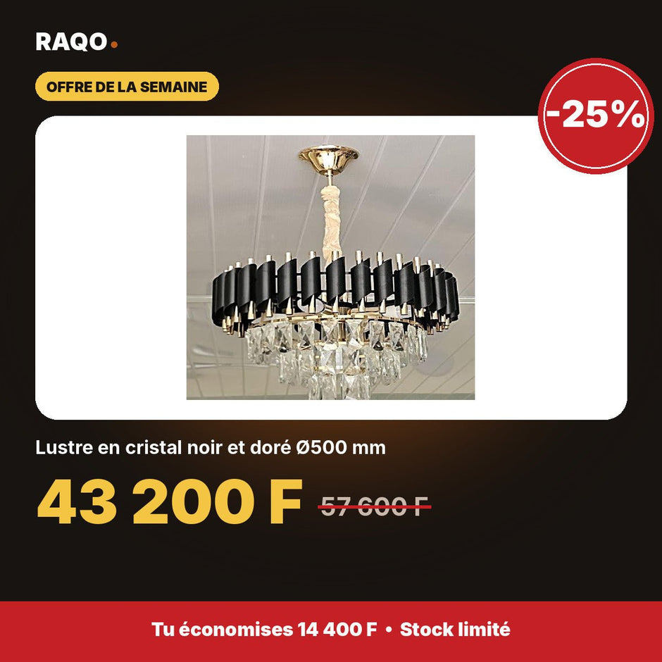 Lustre en cristal noir et doré Ø500 mm | Akko Star - RAQO