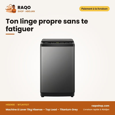 Machine à Laver 11kg Hisense – Top Load – Titanium Grey – Bubble Clean | WTJA1112T