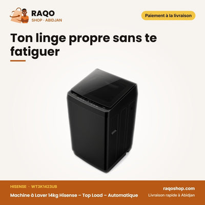 Machine à Laver 14kg Hisense – Top Load – Automatique – Premium Black | WT3K1423UB