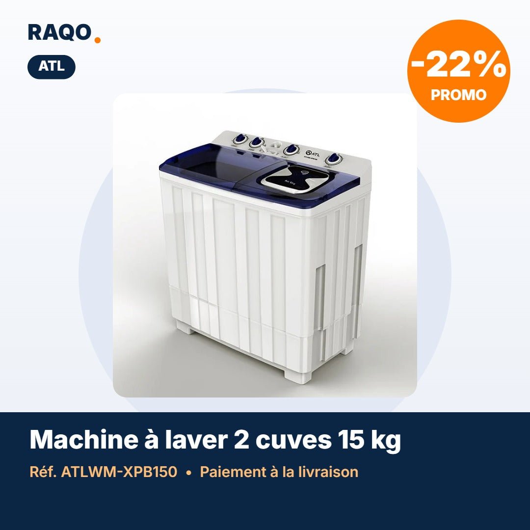 Machine à laver 2 cuves ATL 15kg semi-automatique – ATLWM-XPB150 - RAQO