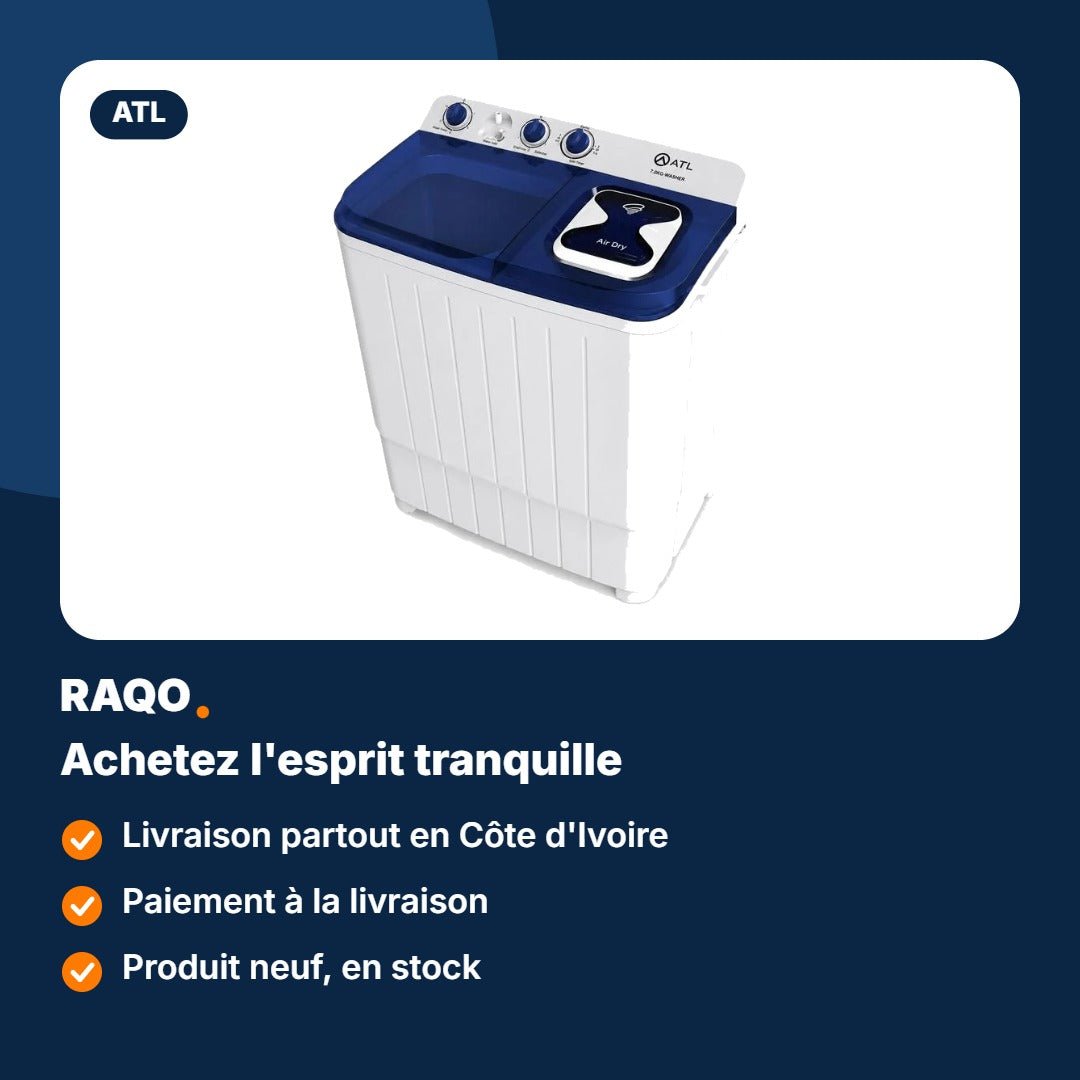 Machine à laver 2 cuves ATL 7kg semi-automatique – ATLWM-XPB70 - RAQO