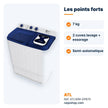 Machine à laver 2 cuves ATL 7kg semi-automatique – ATLWM-XPB70 - RAQO