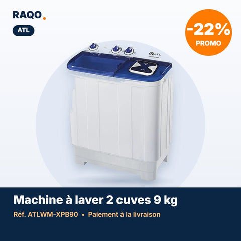 Machine à laver 2 cuves ATL 9kg semi-automatique – ATLWM-XPB90 - RAQO