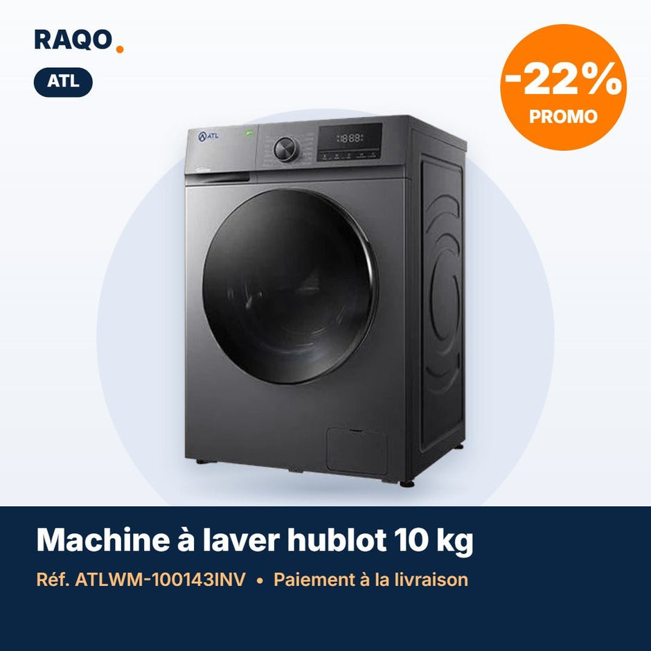 Machine à laver hublot ATL 10kg Inverter 1400 tr/min – ATLWM-100143INV - RAQO