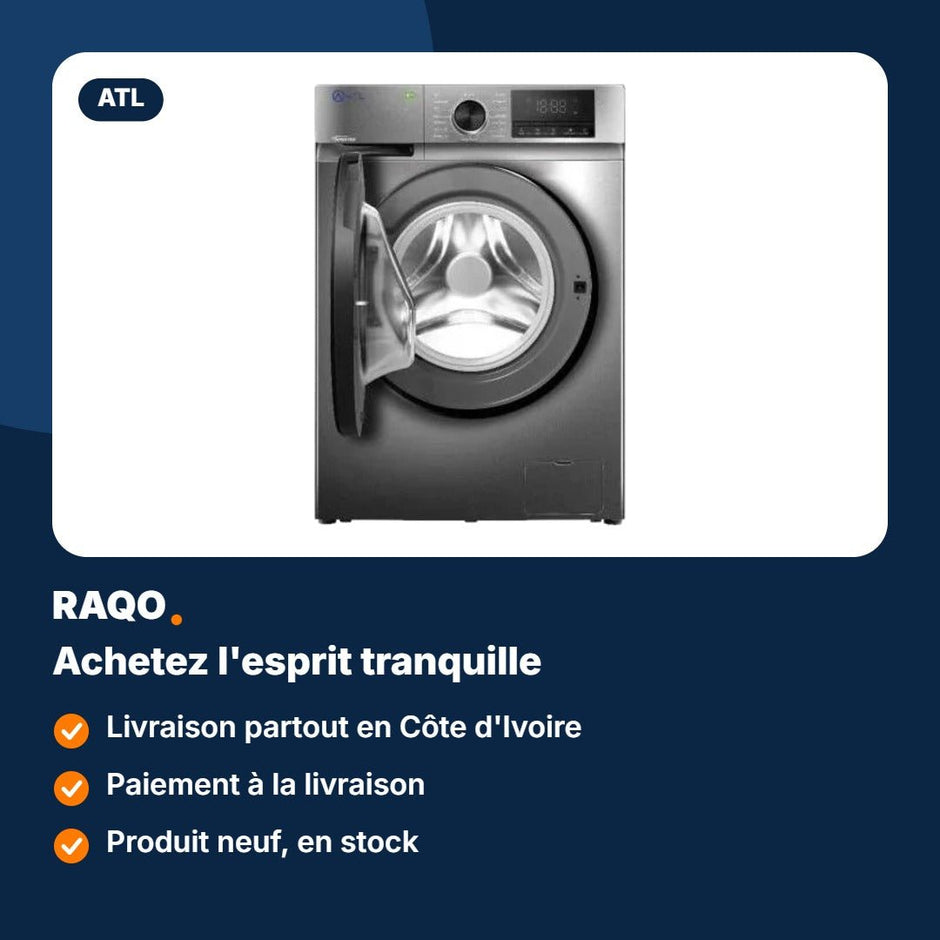 Machine à laver hublot ATL 10kg Inverter 1400 tr/min – ATLWM-100143INV - RAQO