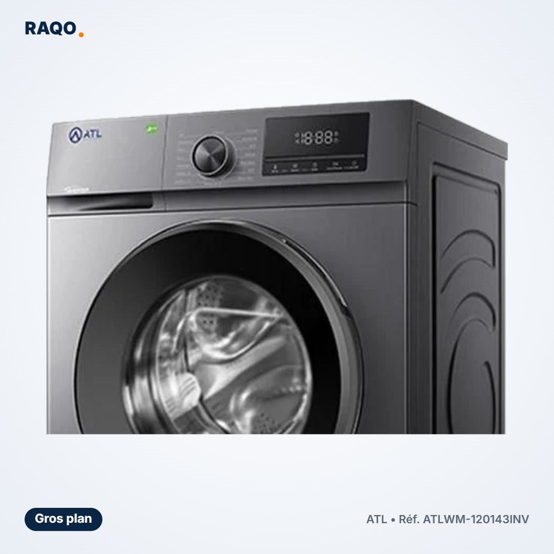 Machine à laver hublot ATL 12kg Inverter 1400 tr/min – ATLWM-120143INV - RAQO