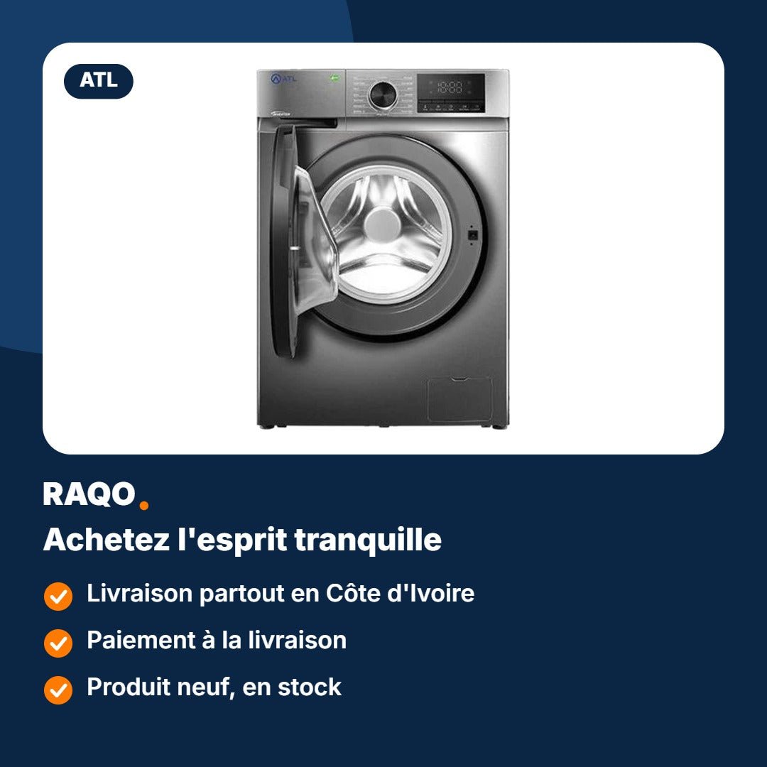 Machine à laver hublot ATL 12kg Inverter 1400 tr/min – ATLWM-120143INV - RAQO