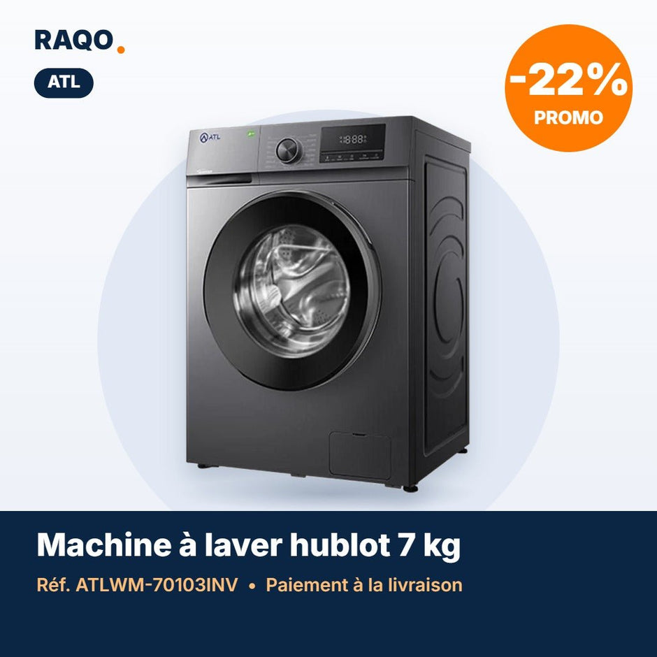 Machine à laver hublot ATL 7kg Inverter 1000 tr/min – ATLWM-70103INV - RAQO