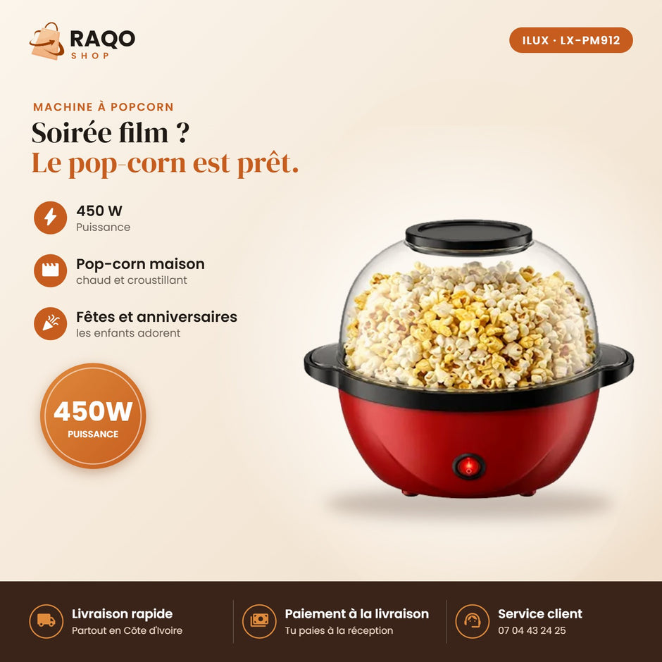Machine à Popcorn iLUX – 450 W - RAQO