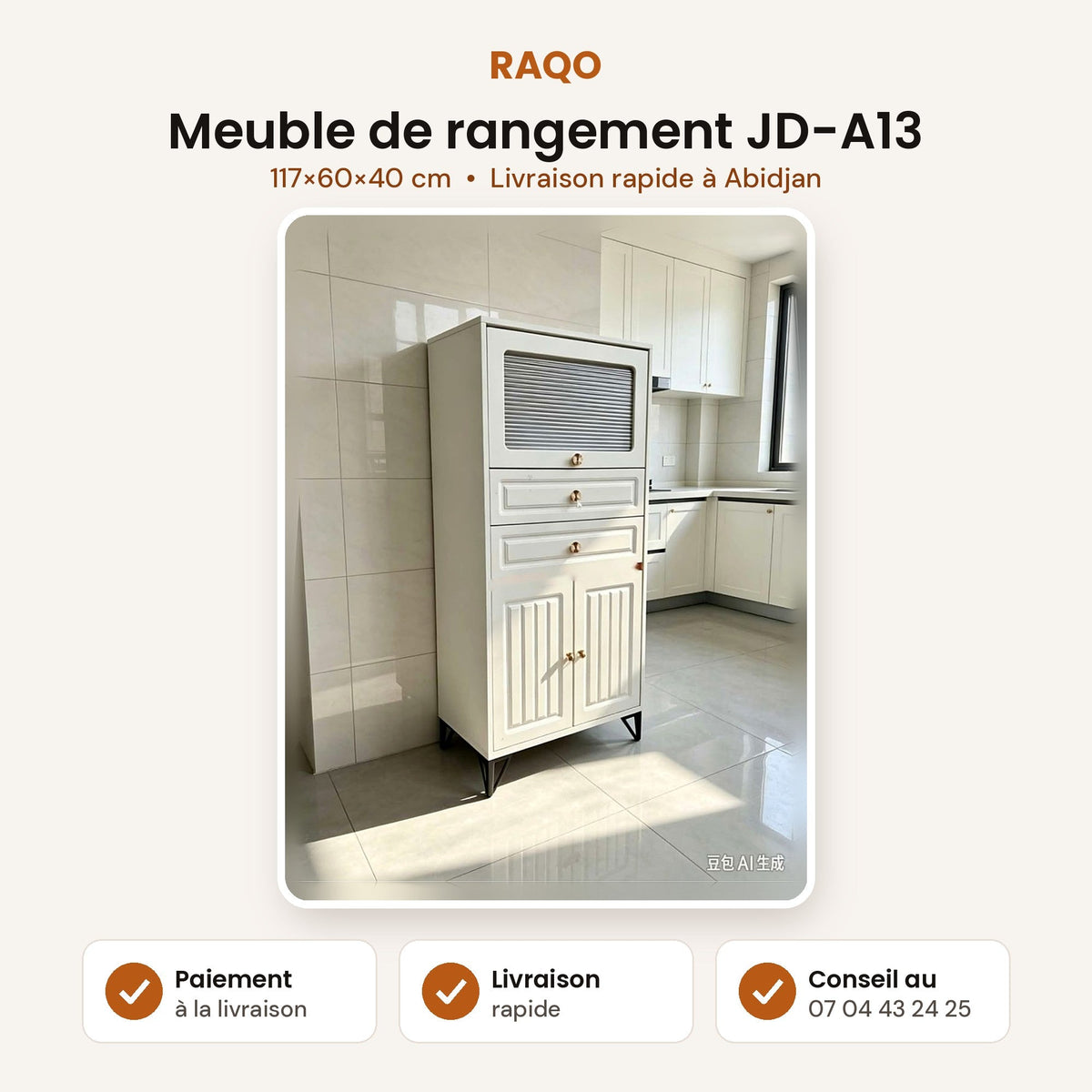 Meuble de rangement JD-A13 – 117×60×40 cm - RAQO