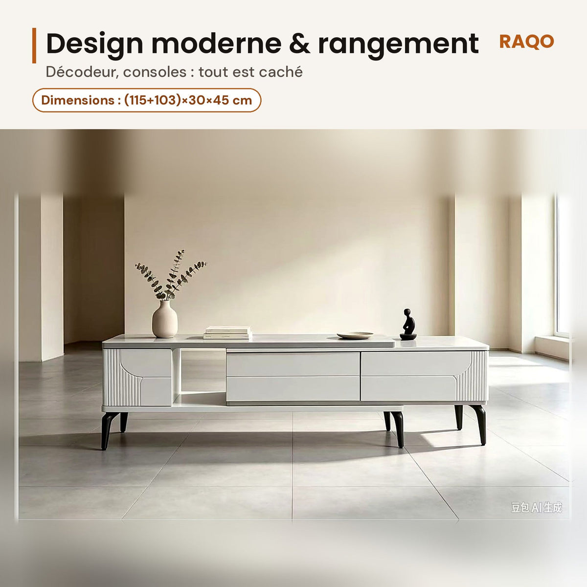 Meuble TV extensible TV 1-150 pour salon - RAQO