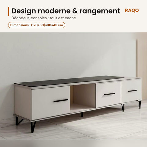 Meuble TV extensible TV-1206B pour salon - RAQO