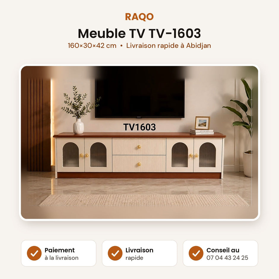 Meuble TV TV-1603 – format 160×30×42 cm - RAQO