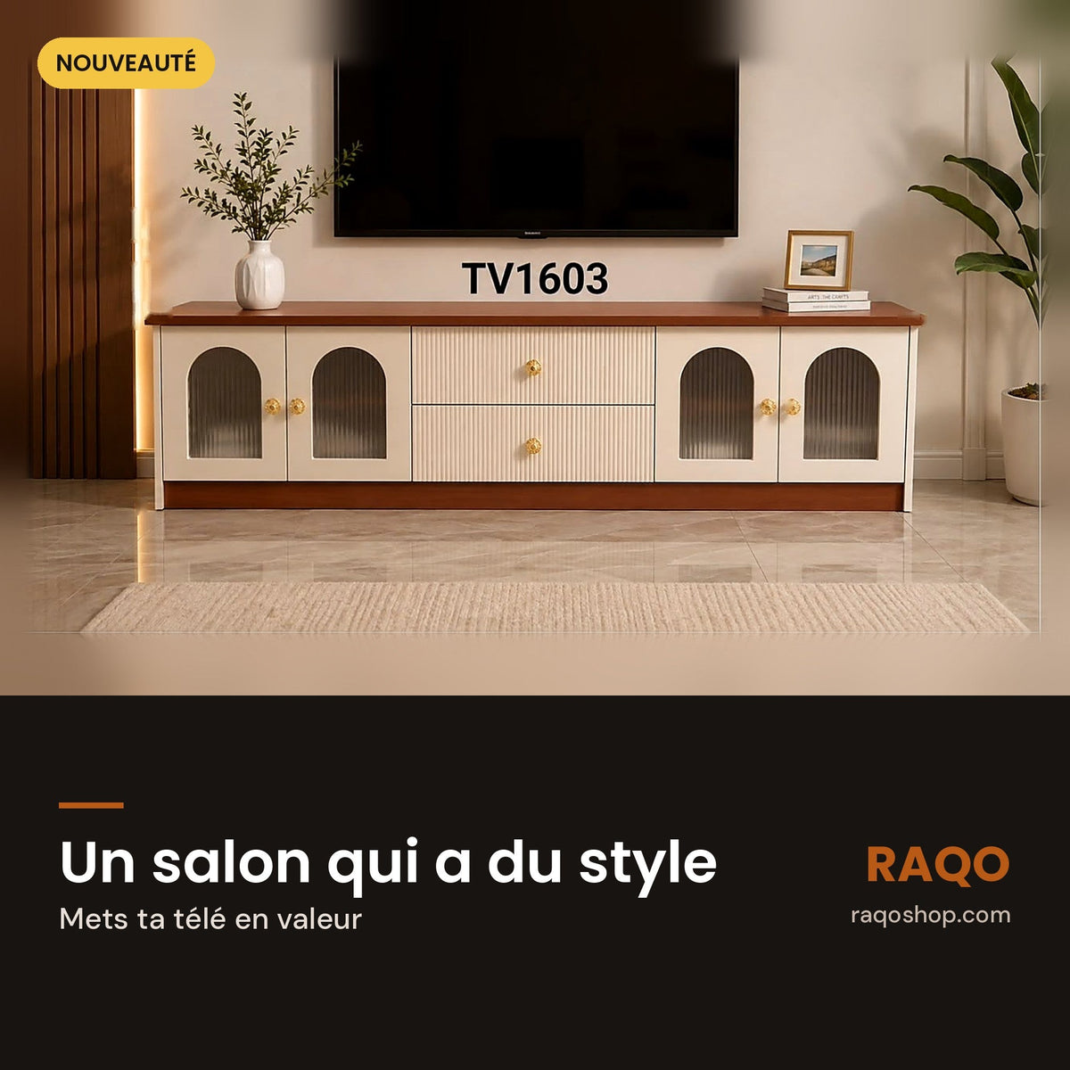 Meuble TV TV-1603 – format 160×30×42 cm - RAQO