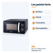 Micro-ondes ATL 20L 700W noir – ATL-MW20CA7B - RAQO