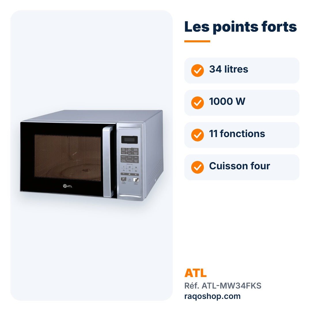 Micro-ondes four ATL 34L 1000W silver – ATL-MW34FKS - RAQO