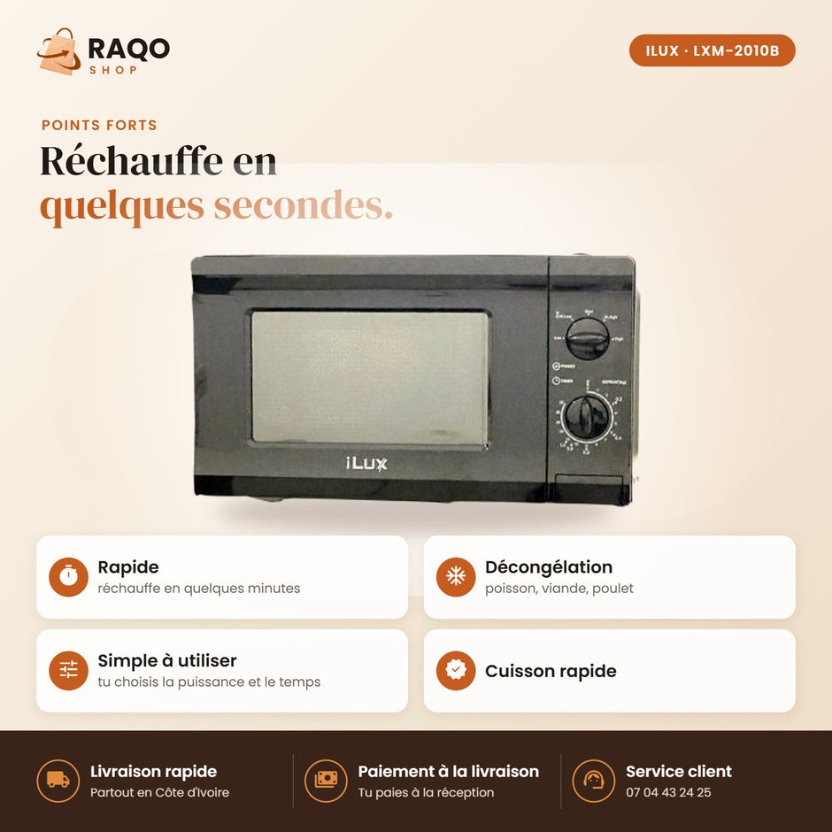 Micro-ondes iLUX – 20 L - RAQO (points forts)