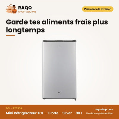 Mini Réfrigérateur TCL – 1 Porte – Silver – 90 L | F117SDS