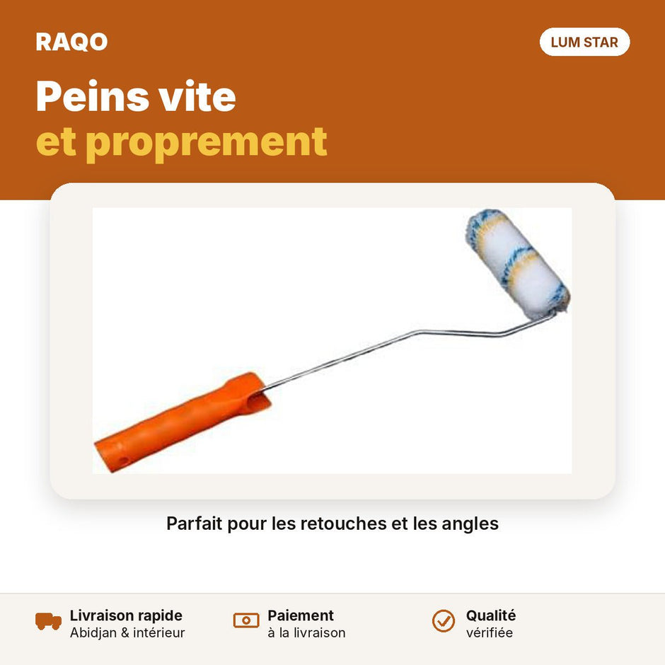 Mini rouleau à peinture 4" (10 cm) avec manche - RAQO