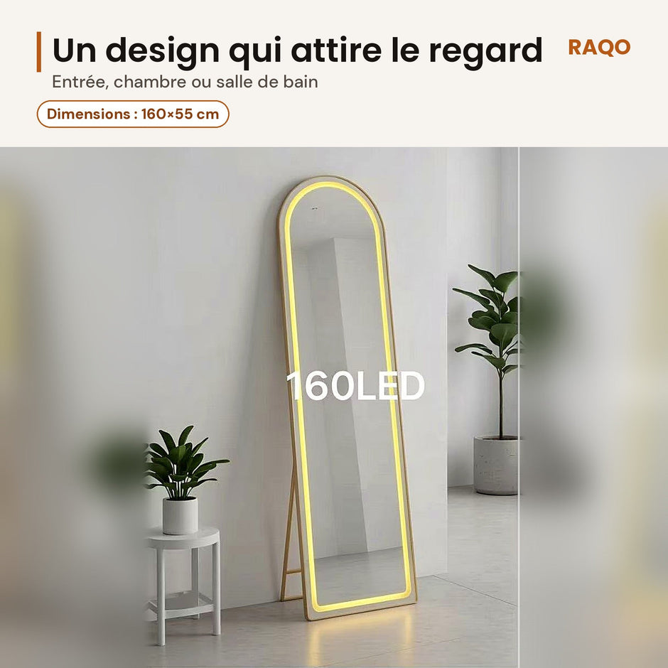 Miroir sur pied LED 160 – lot de 2 - RAQO