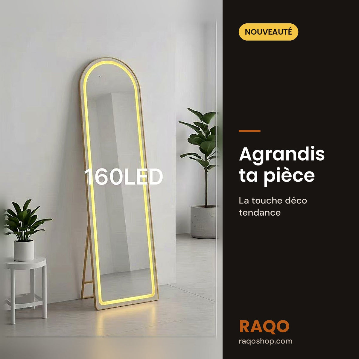 Miroir sur pied LED 160 – lot de 2 - RAQO