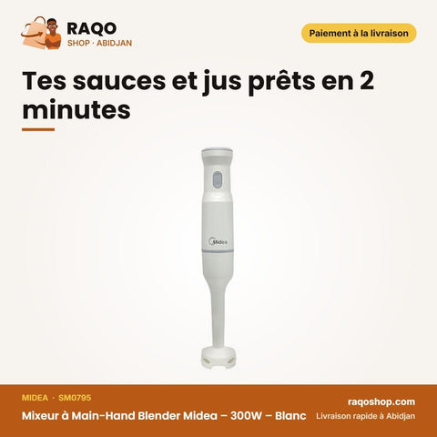 Mixeur à Main-Hand Blender Midea – 300W – Blanc | SM0795 - RAQO