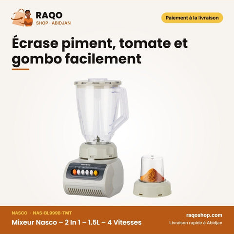 Mixeur Nasco – 2 In 1 – 1.5L – 4 Vitesses | NAS-BL999B-TMT - RAQO