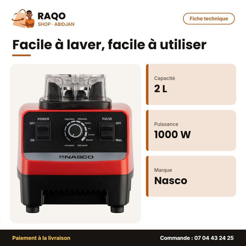 Mixeur Nasco – 2L – 2 In 1 – 1000W | NAS-BL1351-TMT - RAQO