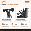 Multi-outil solide en acier inoxydable trempé : 16 cm fermé, tête de hache 9 cm