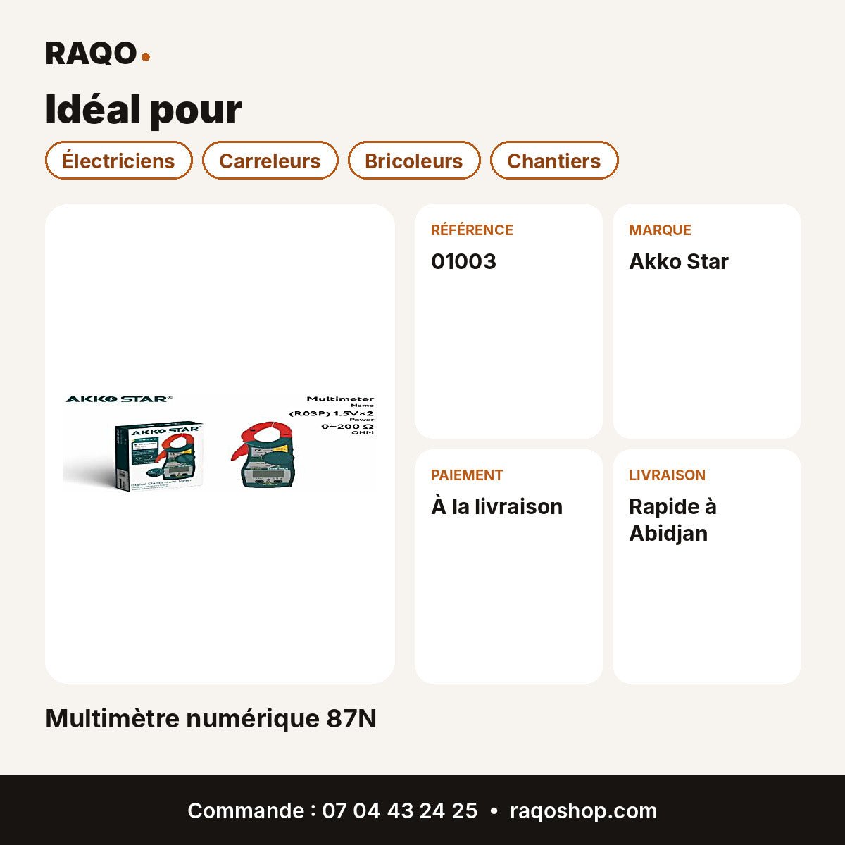 Multimètre numérique 87N | Akko Star - RAQO