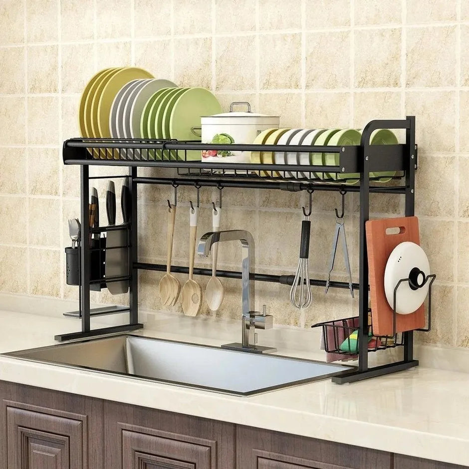 Égouttoir à vaisselle extensible 65–80 cm en acier inoxydable
