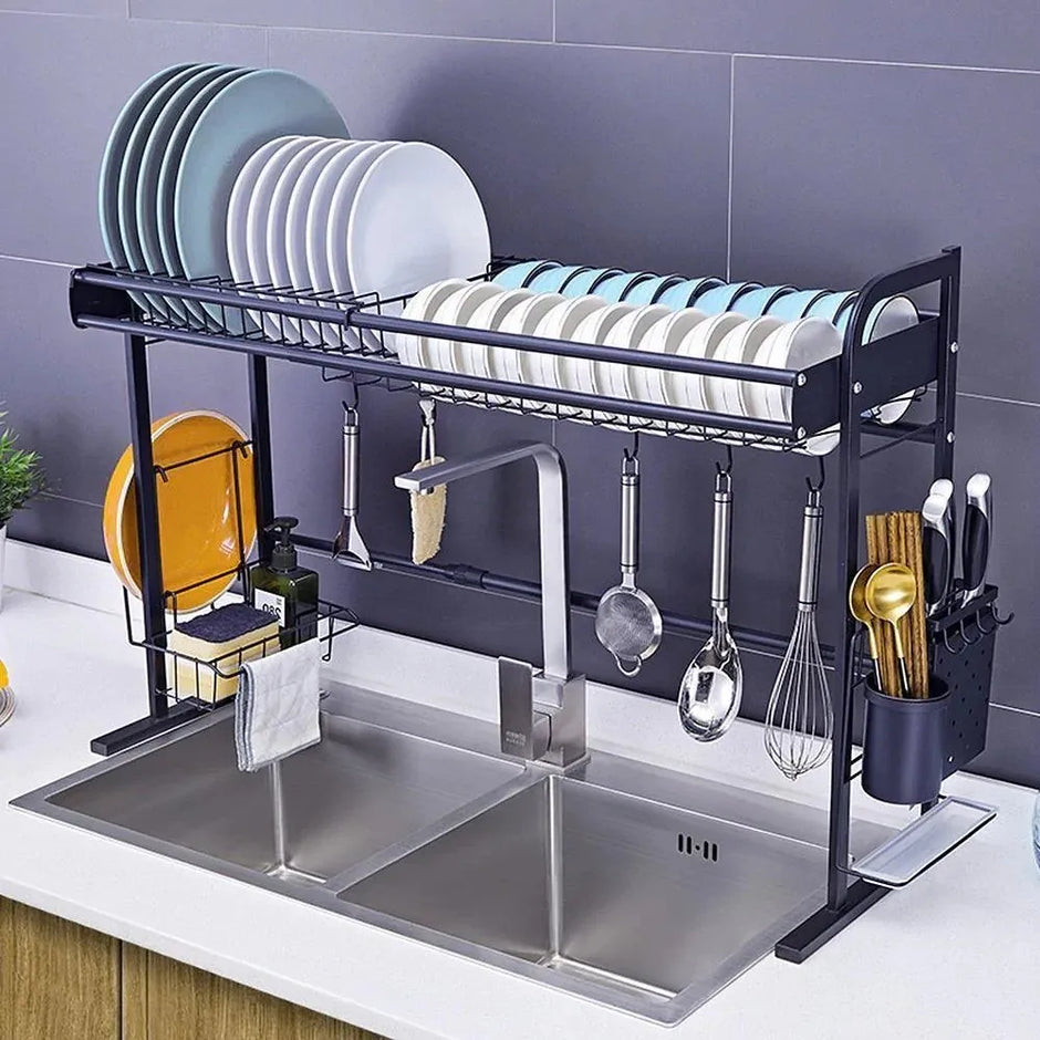 Égouttoir à vaisselle extensible 65–80 cm en acier inoxydable