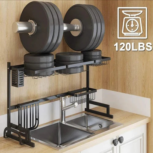 Égouttoir à vaisselle extensible 65–80 cm en acier inoxydable