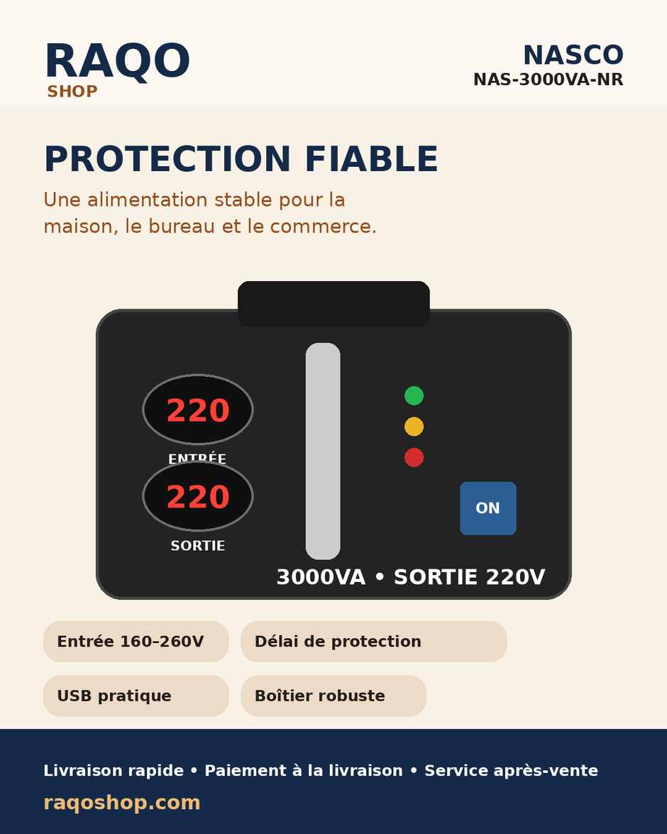 Stabilisateur Nasco NAS-3000VA-NR - RAQO Shop