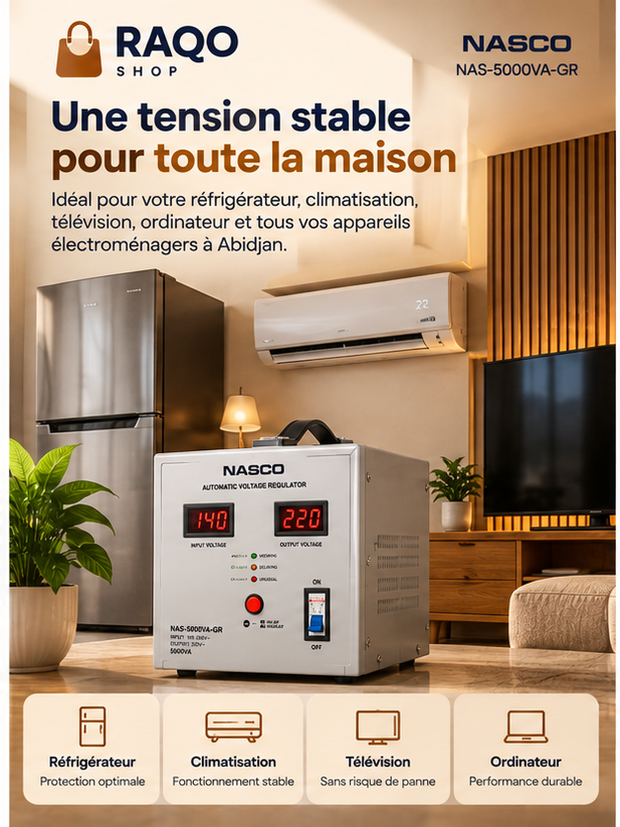 Stabilisateur Nasco NAS-5000VA-GR - RAQO Shop