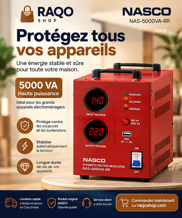 Stabilisateur Nasco NAS-5000VA-RR - RAQO Shop