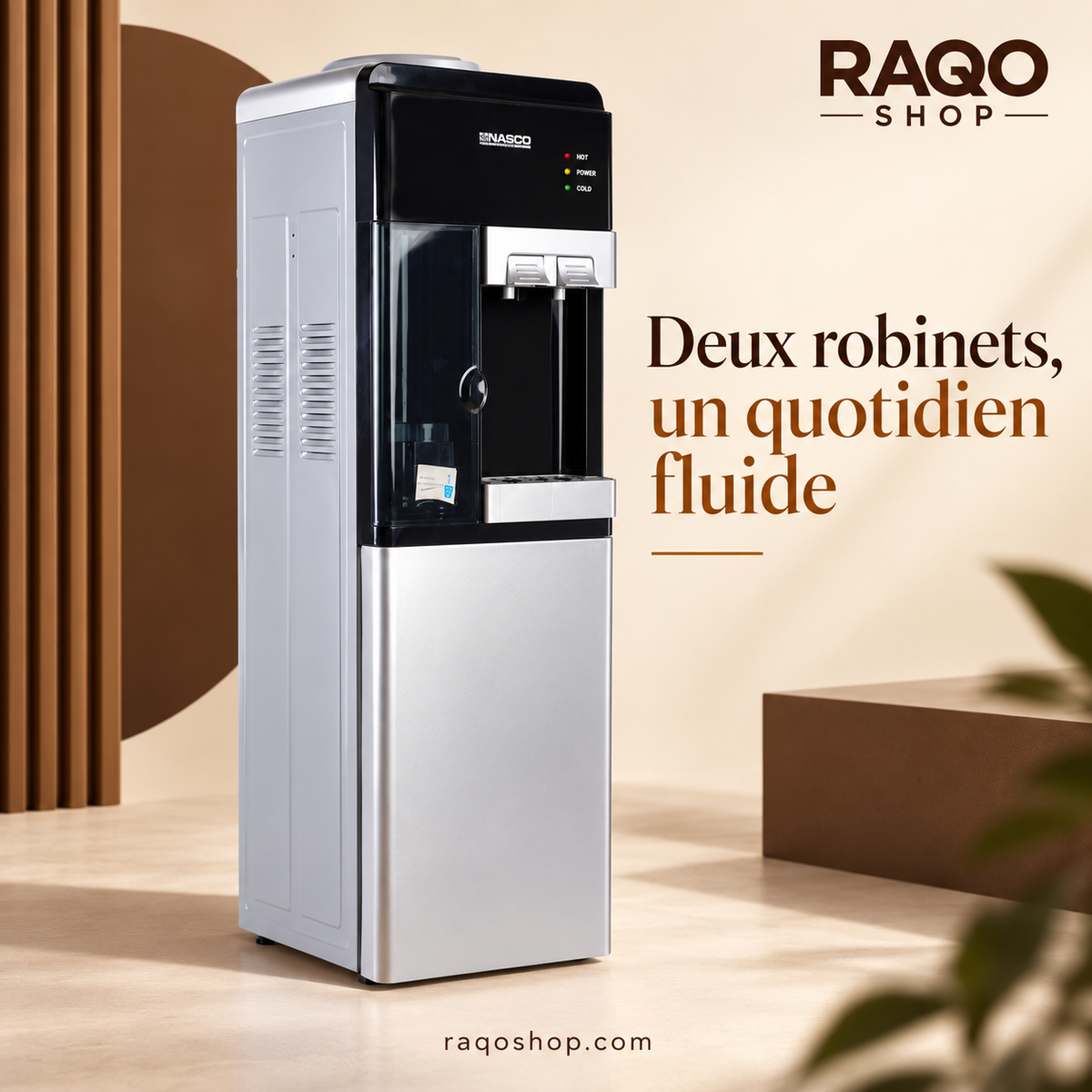 Nasco NAS-YD275-W — RAQO Shop — Deux robinets, un quotidien fluide — vue trois-quarts