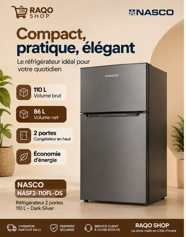Réfrigérateur Nasco NASF2-110FL-DS - RAQO Shop