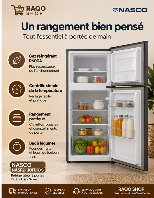 Réfrigérateur Nasco NASF2-110FL-DS - RAQO Shop