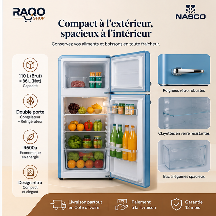 Réfrigérateur Nasco NASF2-110RT - RAQO Shop